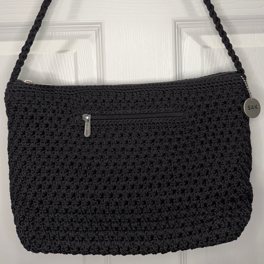 The Sak Black Crochet Shoulder Bag